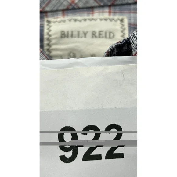Billy Reid Shirt Mens M Blue Windowpane Plaid Standard Cut Button Down Collared - Picture 8 of 8
